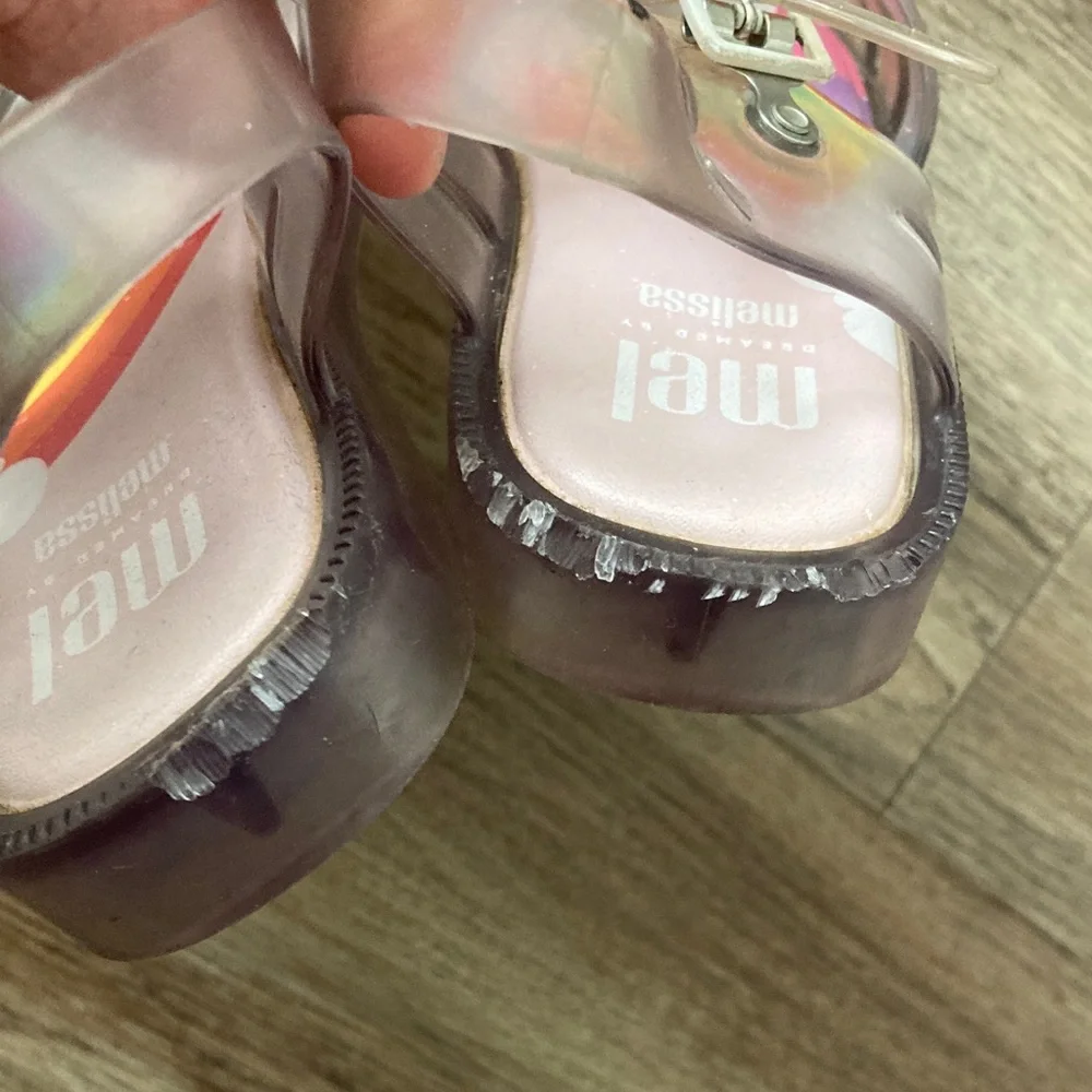 Mini Melissa Unicorn Jelly Sandals - Clear and Rainbow Sz 1